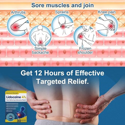 4% Lidocaine Pain Relief Patches – Maximum OTC Strength, Fast-Acting Targeted Relief, 30 Count, for Muscle & Joint Discomfort-0306 in Kuwait
