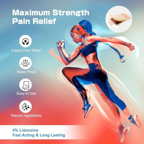 4% Lidocaine Pain Relief Patches – Maximum OTC Strength, for Muscle & Joint Discomfort, Fast-Acting Targeted Relief - 40 Patches-0326 in Kuwait