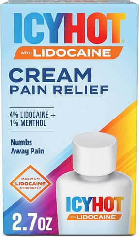 Icy Hot Lidocaine Pain Relief Cream, Numb Aggravated Nerves with Max Strength Lidocaine 4% and Menthol 1%, Fast-Acting Pain Relief for Minor Pain, Backaches, Sprains and Strains, 2.7 oz, 2 Pack in Saudi Arabia