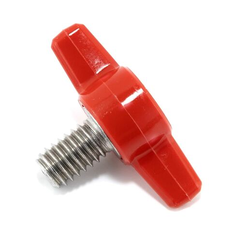 5/16"-18 x 1/2" Thumb Screw Stainless Steel - Red Tee Wing Plastic Knob - Standard/Coarse Thread Thumbscrew - Length: 0.500" - Proudly Built in USA - Package of (4) in Saudi Arabia