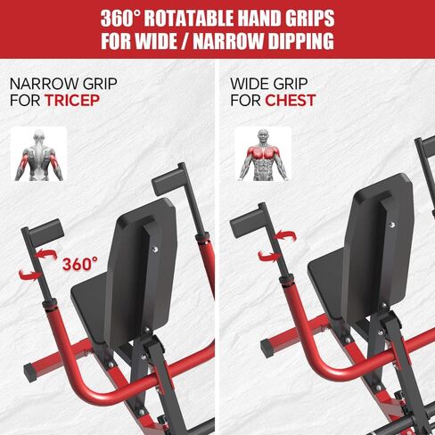 آلة غمس الجلوس من سبارت، آلة ضغط غمس ثلاثية الرؤوس/العضلة ذات الرأسين محملة بلوحة مع شريط كابل وربط شريط لتدريب الصدر ذات الرأسين، تمرين دفع الجزء العلوي من الجسم، تحمل ما يصل إلى 440 رطلاً in Kuwait