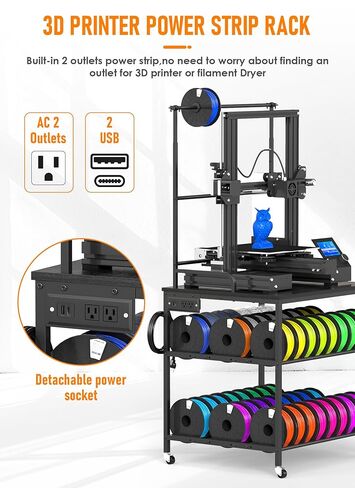 Baoz 3D الطابعة موقف مع تخزين خيوط 40pcs ، 4 طبقات طابعة طابعة الطابعة ثلاثية مع عجلات ، رف تخزين خيوط في العمل الشاق مع الأدراج وخطافات التخزين المؤقت للاستوديو ، المكتب المنزلي in Kuwait