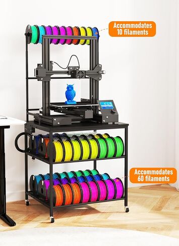 Baoz 3D الطابعة موقف مع تخزين خيوط 40pcs ، 4 طبقات طابعة طابعة الطابعة ثلاثية مع عجلات ، رف تخزين خيوط في العمل الشاق مع الأدراج وخطافات التخزين المؤقت للاستوديو ، المكتب المنزلي in Kuwait