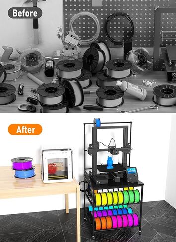 Baoz 3D الطابعة موقف مع تخزين خيوط 40pcs ، 4 طبقات طابعة طابعة الطابعة ثلاثية مع عجلات ، رف تخزين خيوط في العمل الشاق مع الأدراج وخطافات التخزين المؤقت للاستوديو ، المكتب المنزلي in Kuwait