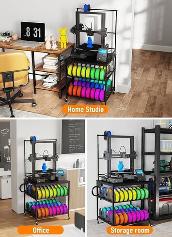 Baoz 3D الطابعة موقف مع تخزين خيوط 40pcs ، 4 طبقات طابعة طابعة الطابعة ثلاثية مع عجلات ، رف تخزين خيوط في العمل الشاق مع الأدراج وخطافات التخزين المؤقت للاستوديو ، المكتب المنزلي in Kuwait