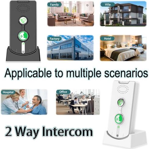 2 Way Voice Intercom,Wireless Intercom System Elderly,Long Range,Push to Talk,Home Security,Indoor Outdoor System,Fit for Home Hospital Office in Kuwait