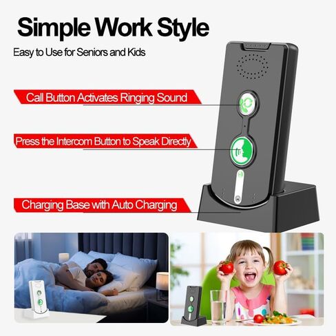 2 Way Voice Intercom,Wireless Intercom System Elderly,Long Range,Push to Talk,Home Security,Indoor Outdoor System,Fit for Home Hospital Office in Kuwait