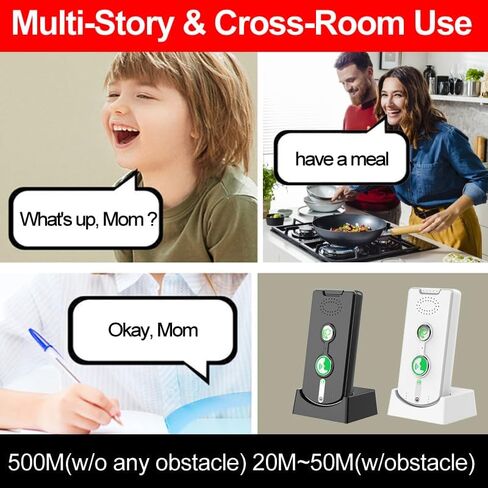 2 Way Voice Intercom,Wireless Intercom System Elderly,Long Range,Push to Talk,Home Security,Indoor Outdoor System,Fit for Home Hospital Office in Kuwait