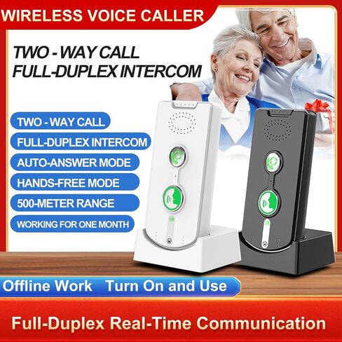 2 Way Voice Intercom,Wireless Intercom System Elderly,Long Range,Push to Talk,Home Security,Indoor Outdoor System,Fit for Home Hospital Office in Kuwait