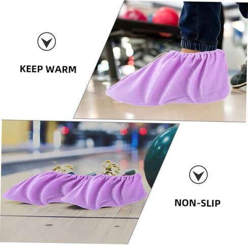 Toyvian 2Pairs Bowling Shoe Covers for Women Non Slip Outdoor Accessories Elastic Design for Easy Use Space Saving and Durable Fuzzy for Enhanced Slide and Comfort Violet in Saudi Arabia