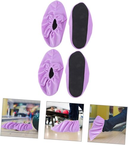 Toyvian 2Pairs Bowling Shoe Covers for Women Non Slip Outdoor Accessories Elastic Design for Easy Use Space Saving and Durable Fuzzy for Enhanced Slide and Comfort Violet in Saudi Arabia