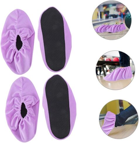 Toyvian 2Pairs Bowling Shoe Covers for Women Non Slip Outdoor Accessories Elastic Design for Easy Use Space Saving and Durable Fuzzy for Enhanced Slide and Comfort Violet in Saudi Arabia