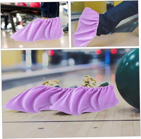 Toyvian 2Pairs Bowling Shoe Covers for Women Non Slip Outdoor Accessories Elastic Design for Easy Use Space Saving and Durable Fuzzy for Enhanced Slide and Comfort Violet in Saudi Arabia
