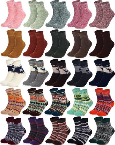 25 Pairs Women Wool Socks Thick Warm Winter Socks Ankle Knit Hiking Wool for Women Men Gift in Saudi Arabia