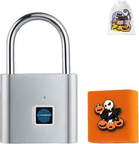 بصمات الأصابع القفل الأبراب الأوتادوز ، قفل وسادة مقاوم للماء USB قابلة لإعادة الشحن لعلاج حقيبة الظهر ، حقيبة الظهر ، بوابة الصالة الرياضية ، الفضة ، الفضة in Kuwait