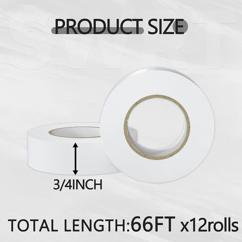 SWRT 0.7 in x 66 FT White Electrical Tape Waterproof, 3 Pack High Temp Electric Tape Under 600V for All Weather - UV Protection - Flame Retardant in Saudi Arabia