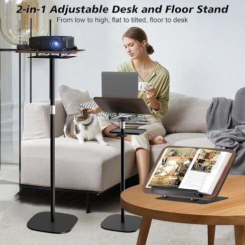 2 in 1 Book Holders for Reading Hands Free, Floor and Desktop Adjustable Book Stand with Page Clips for Music, Laptop, Cookbook, Projector in Saudi Arabia
