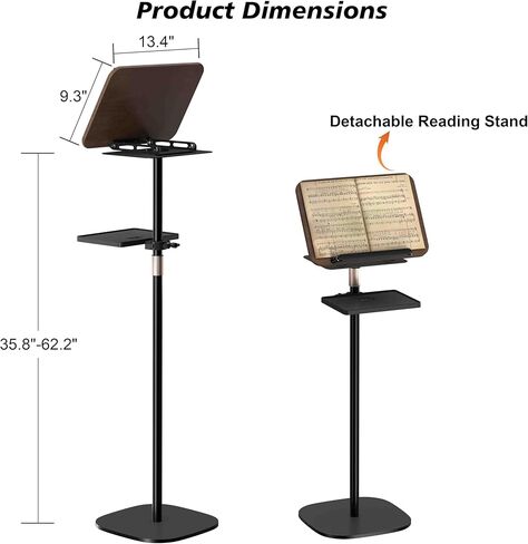 2 in 1 Book Holders for Reading Hands Free, Floor and Desktop Adjustable Book Stand with Page Clips for Music, Laptop, Cookbook, Projector in Saudi Arabia