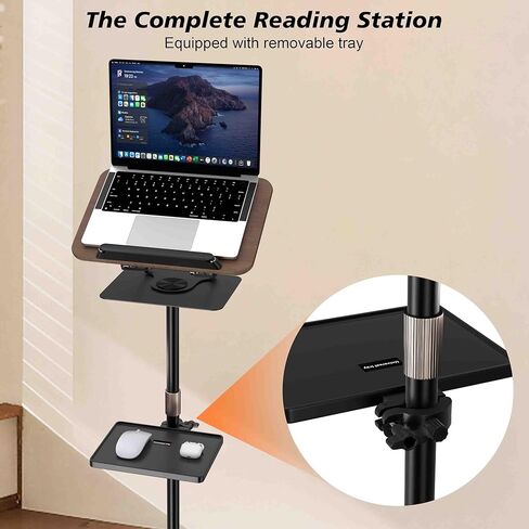 2 in 1 Book Holders for Reading Hands Free, Floor and Desktop Adjustable Book Stand with Page Clips for Music, Laptop, Cookbook, Projector in Saudi Arabia