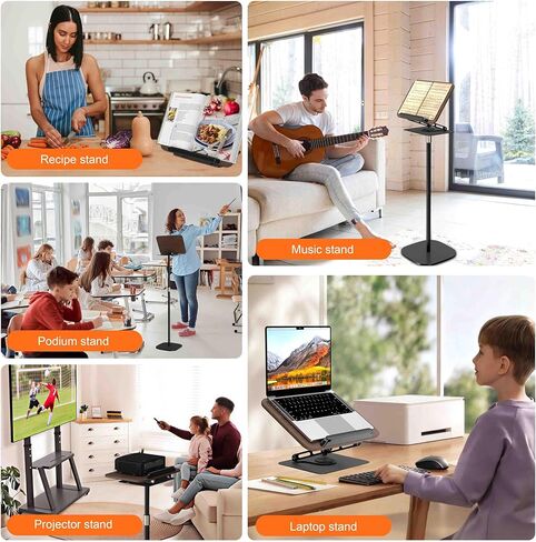2 in 1 Book Holders for Reading Hands Free, Floor and Desktop Adjustable Book Stand with Page Clips for Music, Laptop, Cookbook, Projector in Saudi Arabia