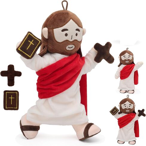 Jesus Plush with Jointed Skeleton Stuffed Doll 13.4" Poseable Jesus with Removable Accessories Easter Gift for Kids (Blue) in Kuwait