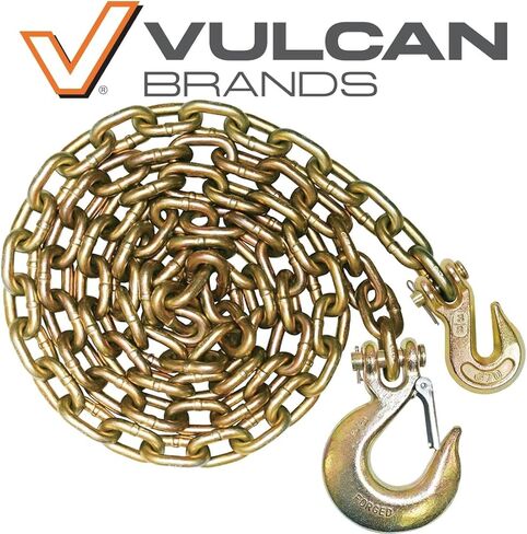 VULCAN Binder Chain with Grab and Sling Hooks - Grade 70 Standard Duty - 3/8 Inch x 4 Foot - 6,600 Pound Safe Working Load in Saudi Arabia