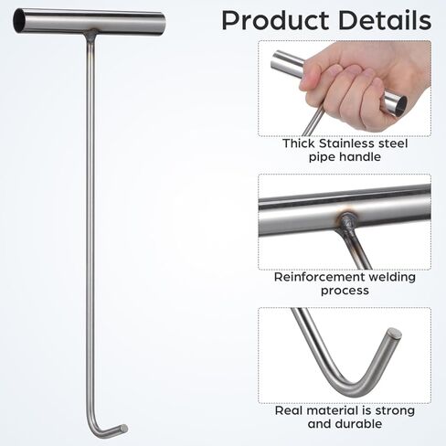 VOSAREA Stainless Steel Manhole Cover Lifter Tool Hook for Effortless Lifting of Water Box Covers and Outdoor Grates for Sewer Maintenance in Saudi Arabia