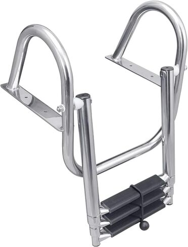 White Water – 3-Step Telescoping Over Platform Boat Ladder w/Grab Handles | 304 Stainless Steel Folding Boarding Ladder for Swim Platforms, Pontoon Boats, Sailboats, Docks, Powerboats | B00301RG in Saudi Arabia