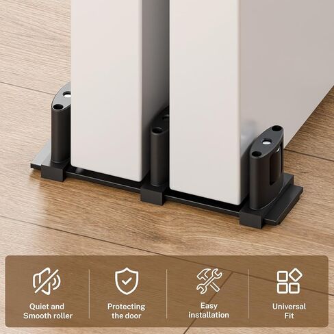 Sliding Closet Door Floor Guide, Sliding Door Guides Floor Mount for Double Bypass Door, Update Adjustable 3-Roller Design in Kuwait