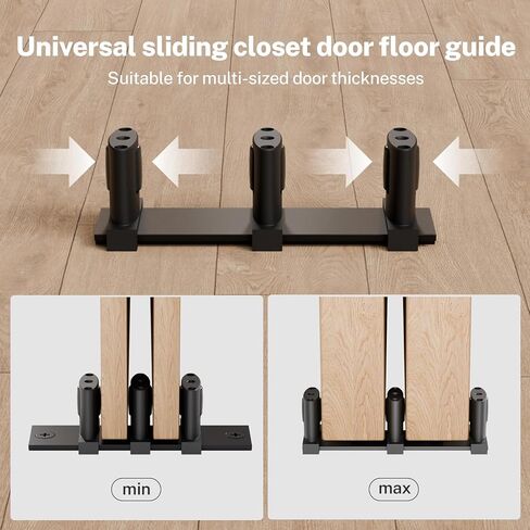 Sliding Closet Door Floor Guide, Sliding Door Guides Floor Mount for Double Bypass Door, Update Adjustable 3-Roller Design in Kuwait