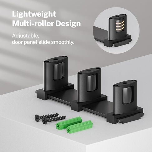 Sliding Closet Door Floor Guide, Sliding Door Guides Floor Mount for Double Bypass Door, Update Adjustable 3-Roller Design in Kuwait