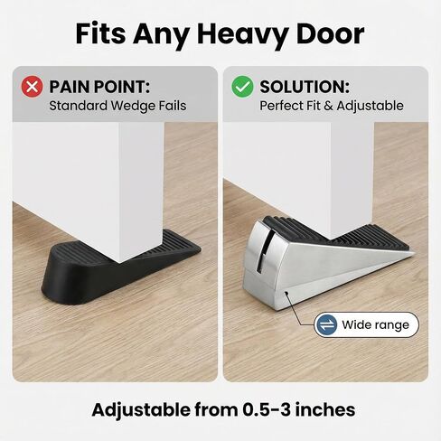 1 Pack Heavy Duty Door Stopper, Adjustable Spring Large Stopper, 3 Inches High Tall Wedge Stoppers for Bottom of Door, Door Stop Suits Any Heavy Door in Saudi Arabia
