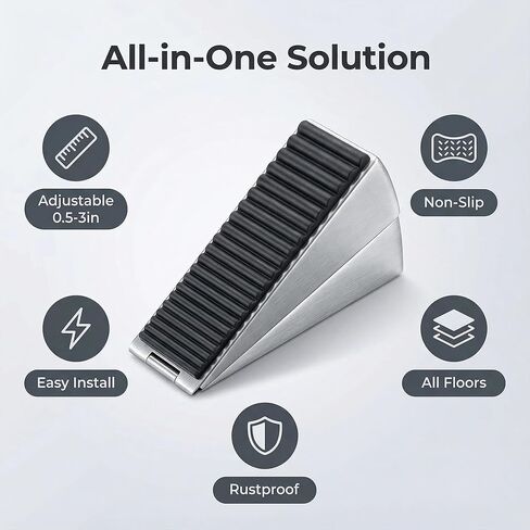 1 Pack Heavy Duty Door Stopper, Adjustable Spring Large Stopper, 3 Inches High Tall Wedge Stoppers for Bottom of Door, Door Stop Suits Any Heavy Door in Saudi Arabia