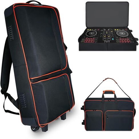 حقيبة وحدة تحكم DJ مع عجلات لـ DDJ FLX10 / 1000 / XDJ-RR / RX / FLX4 / GRV6 / REV1 / REV5 / REV7، حقيبة ظهر مبطنة ناعمة لوحدة تحكم DJ مع جيبين ملحقين، حجرة كمبيوتر محمول مقاس 15.6 بوصة in Kuwait