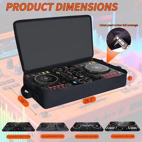 حقيبة وحدة تحكم DJ مع عجلات لـ DDJ FLX10 / 1000 / XDJ-RR / RX / FLX4 / GRV6 / REV1 / REV5 / REV7، حقيبة ظهر مبطنة ناعمة لوحدة تحكم DJ مع جيبين ملحقين، حجرة كمبيوتر محمول مقاس 15.6 بوصة in Kuwait