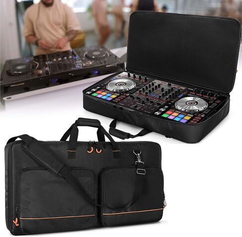 حقيبة حمل متوافقة مع Pioneer DDJ RX/DDJ SX/DDJ SX2 / DDJ SX3 / Denon MC7000 / Numark NS6، حقيبة تخزين وحدة تحكم DJ مع بطانة إسفنجية لكابل DJ أو ملحقات أخرى (L، أسود) in Saudi Arabia