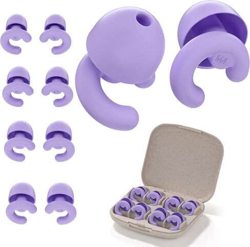 Noise Cancelling Ear Plugs for Sleep, Small Ear Fit - No-Pain for Side Sleepers, 50dB NRR Reusable Silicone One-Piece Design, 4 Sizes for Adults & Kids, Portable Case in Kuwait