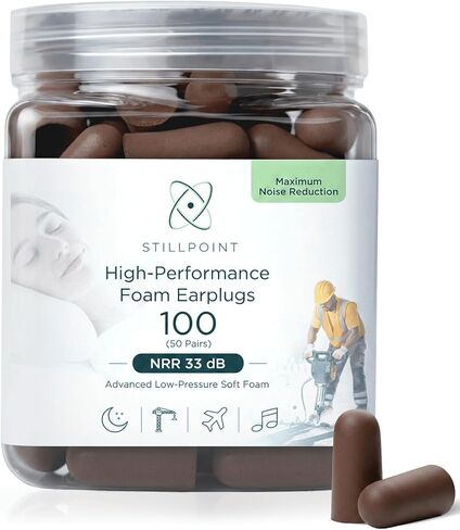 Happy Hippo Soft Foam Earplugs, 33 dB NRR, (50 Pair, 100 Ear Plugs), Maximum Protection for Sleeping, Power Tools, Loud Work Environments (Beige) in Kuwait