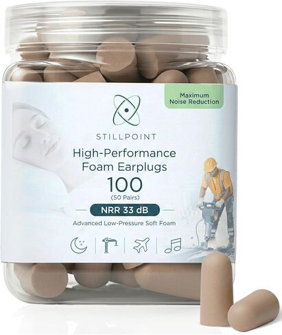 Happy Hippo Soft Foam Earplugs, 33 dB NRR, (50 Pair, 100 Ear Plugs), Maximum Protection for Sleeping, Power Tools, Loud Work Environments (Beige) in Saudi Arabia