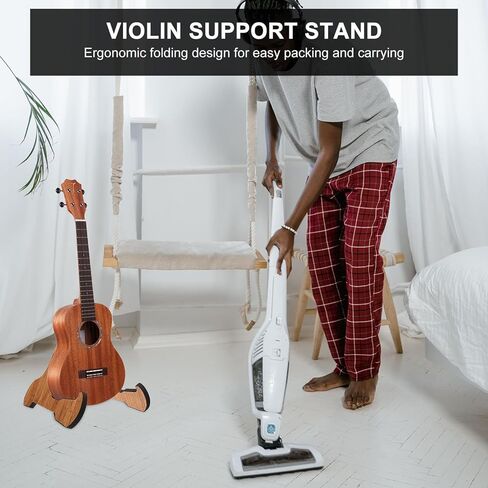 Kisangel Portable Foldable Violin and Guitar Stand Compact Vertical Storage Rack Frame Stable Design for Acoustic Electric Bass Instruments in Saudi Arabia