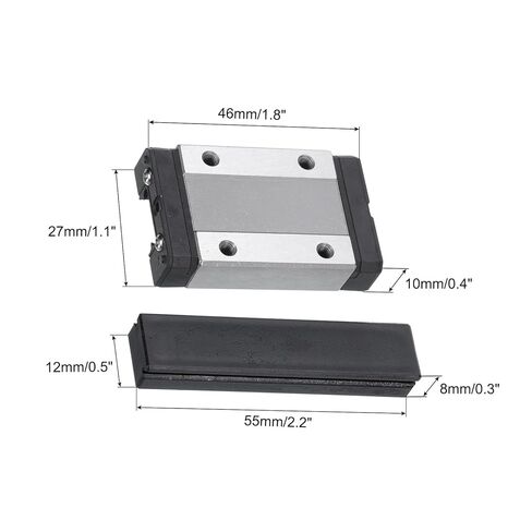 uxcell MGN12H Stainless Steel Sliding Carriage Block with Plastic Anti-Fall Strip for 12mm MGN12 Linear Motion Slide Rail Guide, Black in Kuwait