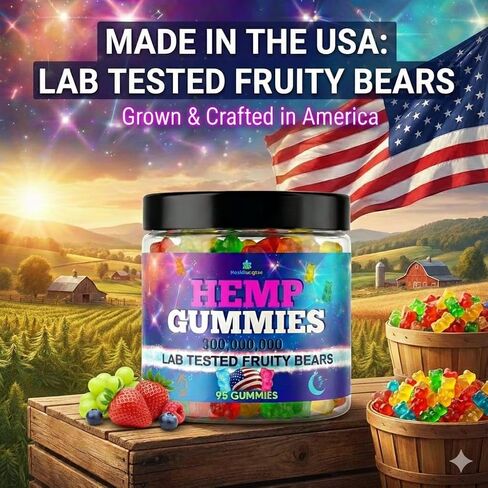 Hemp Gummies for Sleep and Relaxing Calm-Fruity Gummy Bear Candy Edibles-Made in USA-95 Gummies in Kuwait
