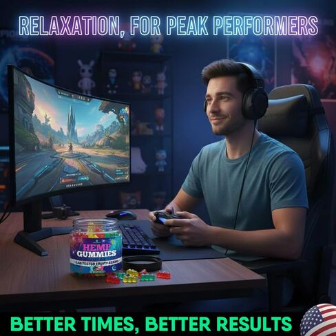 Hemp Gummies for Sleep and Relaxing Calm-Fruity Gummy Bear Candy Edibles-Made in USA-95 Gummies in Kuwait