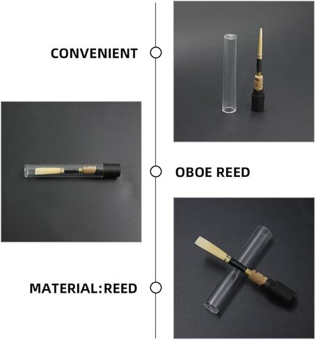 Kisangel 3pcs Black Natural Cane Oboe Reeds Soft Strength for Students with Tube Sleeve Wind Instrument Accessories for Beginner Oboe Playing in Kuwait