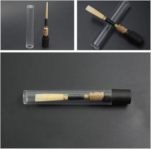 Kisangel 3pcs Black Natural Cane Oboe Reeds Soft Strength for Students with Tube Sleeve Wind Instrument Accessories for Beginner Oboe Playing in Kuwait