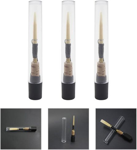 Kisangel 3pcs Black Natural Cane Oboe Reeds Soft Strength for Students with Tube Sleeve Wind Instrument Accessories for Beginner Oboe Playing in Kuwait