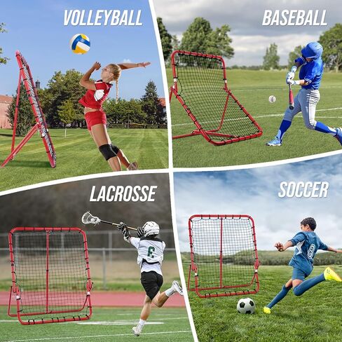 7x4 FT Volleyball Rebounder Net - 90° Foldable Angle & Sturdy 4x7 Base, Adjustable Bounce Back Trainer for Volleying/Bumping/Spiking Practice in Kuwait