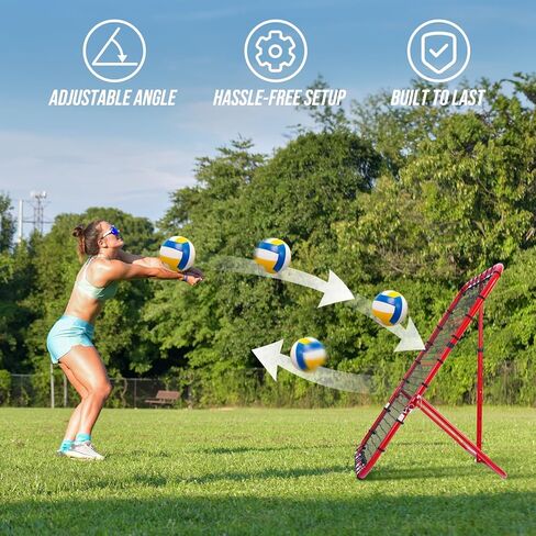 7x4 FT Volleyball Rebounder Net - 90° Foldable Angle & Sturdy 4x7 Base, Adjustable Bounce Back Trainer for Volleying/Bumping/Spiking Practice in Kuwait