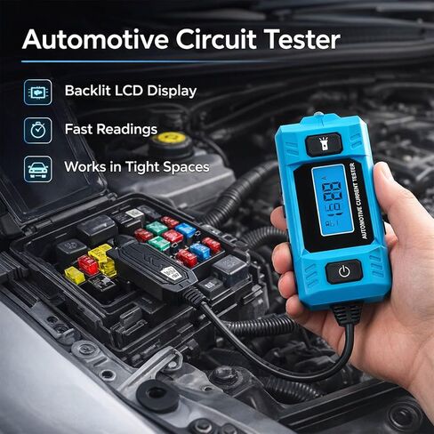 Automotive Electrical Tester for Circuit Diagnostics, 20A 48V Current Tester, Car Relay Fuse Checker with Backlit Screen and Work Light, Fuse and Relay Circuit Checker in Saudi Arabia