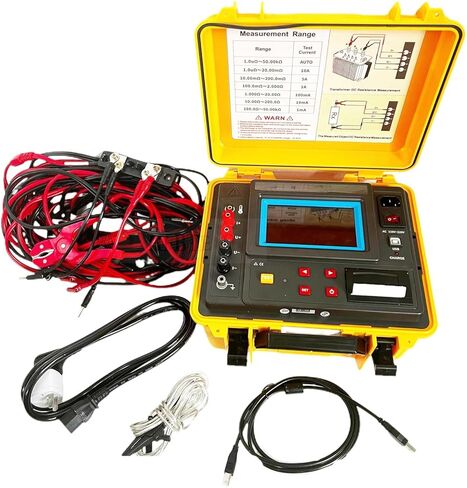 Transformer Winding DC Resistance Tester Transformer DC Resistance Meter with Built-in Printer Touch Screen Resistance 1.0uΩ~50.00kΩ Output Voltage 24V Test Current Gear AUTO 10A 5A 1A 100mA 10mA 1mA in Saudi Arabia